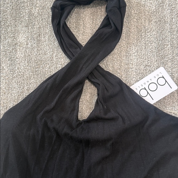 Bobi Ribbed Keyhole Halter Top - Picture 4 of 8